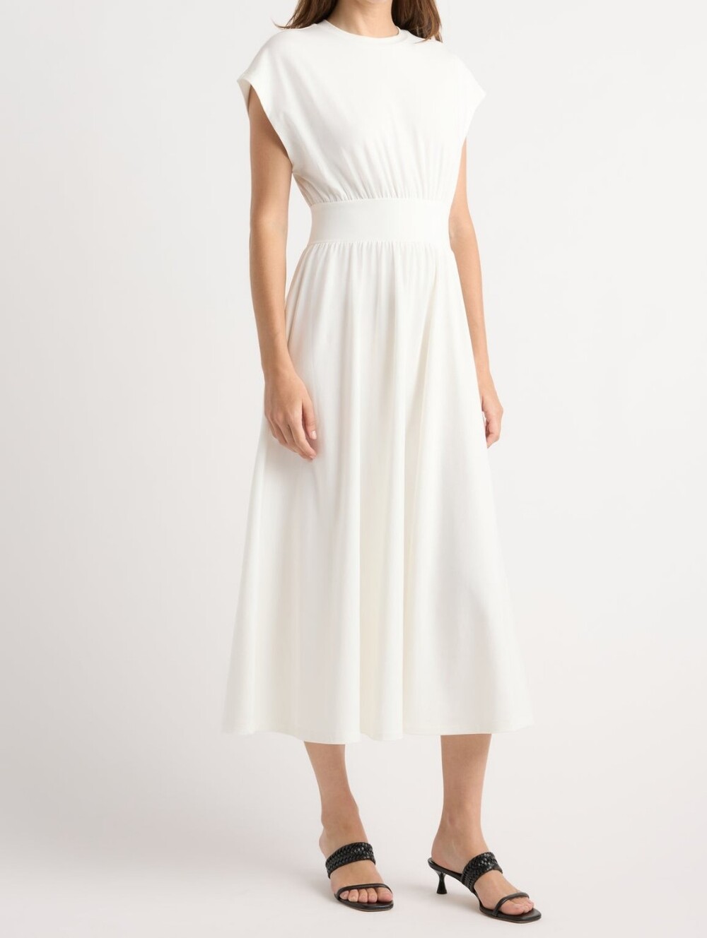 Modern Citizen Women's Prima Jersey Midi Dress Size L White LWD Bride Minimalist